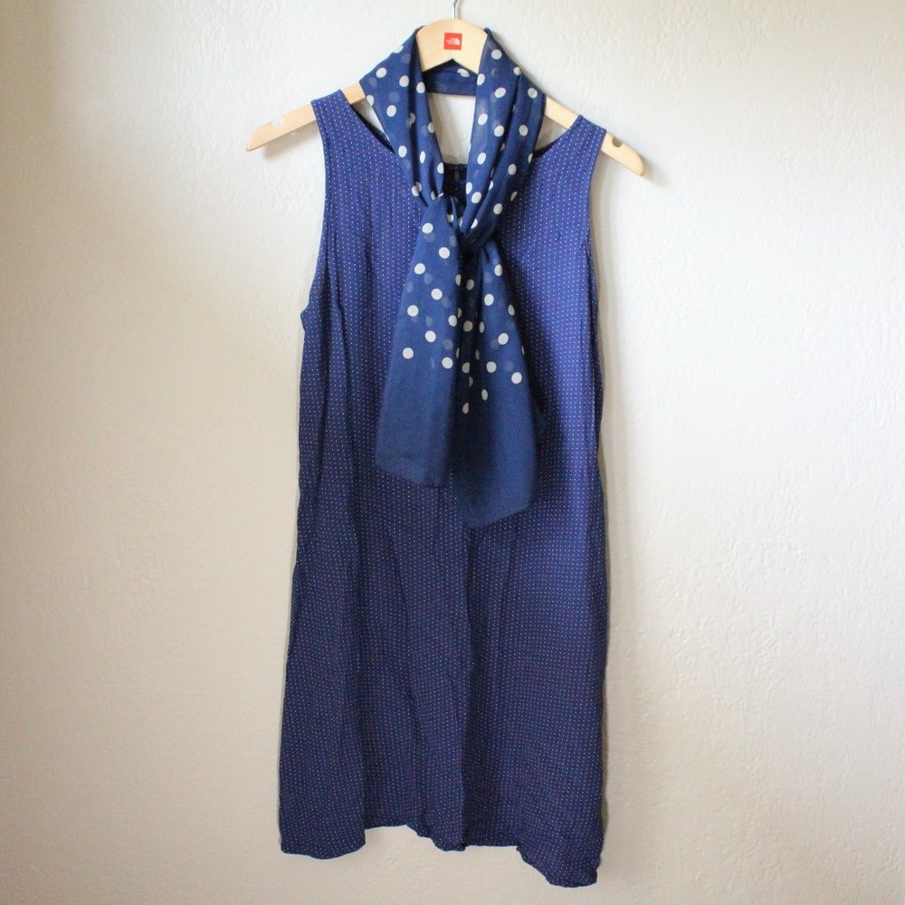*SALE! 2/$22 or 3/$30* GAP Polka Dot Dress Navy Blue and White with Scarf Size M